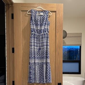Vineyard Vines Blue and White Silk Sleeveless Maxi Dress size Small NWOT